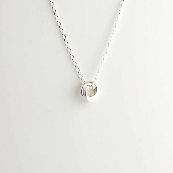 Mini Love Knot Pendant Necklace In Sterling Silver - Sterling Silver Love Knot Pendant Necklace