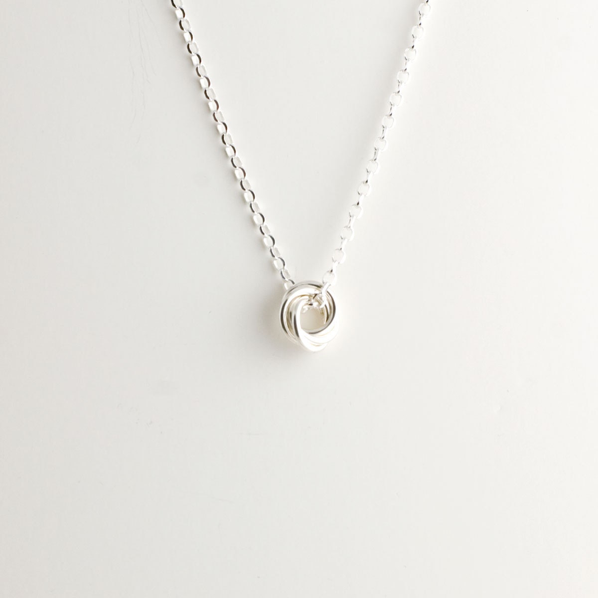 Mini Love Knot Pendant Necklace in Sterling Silver - Chainmaille Vortex ...