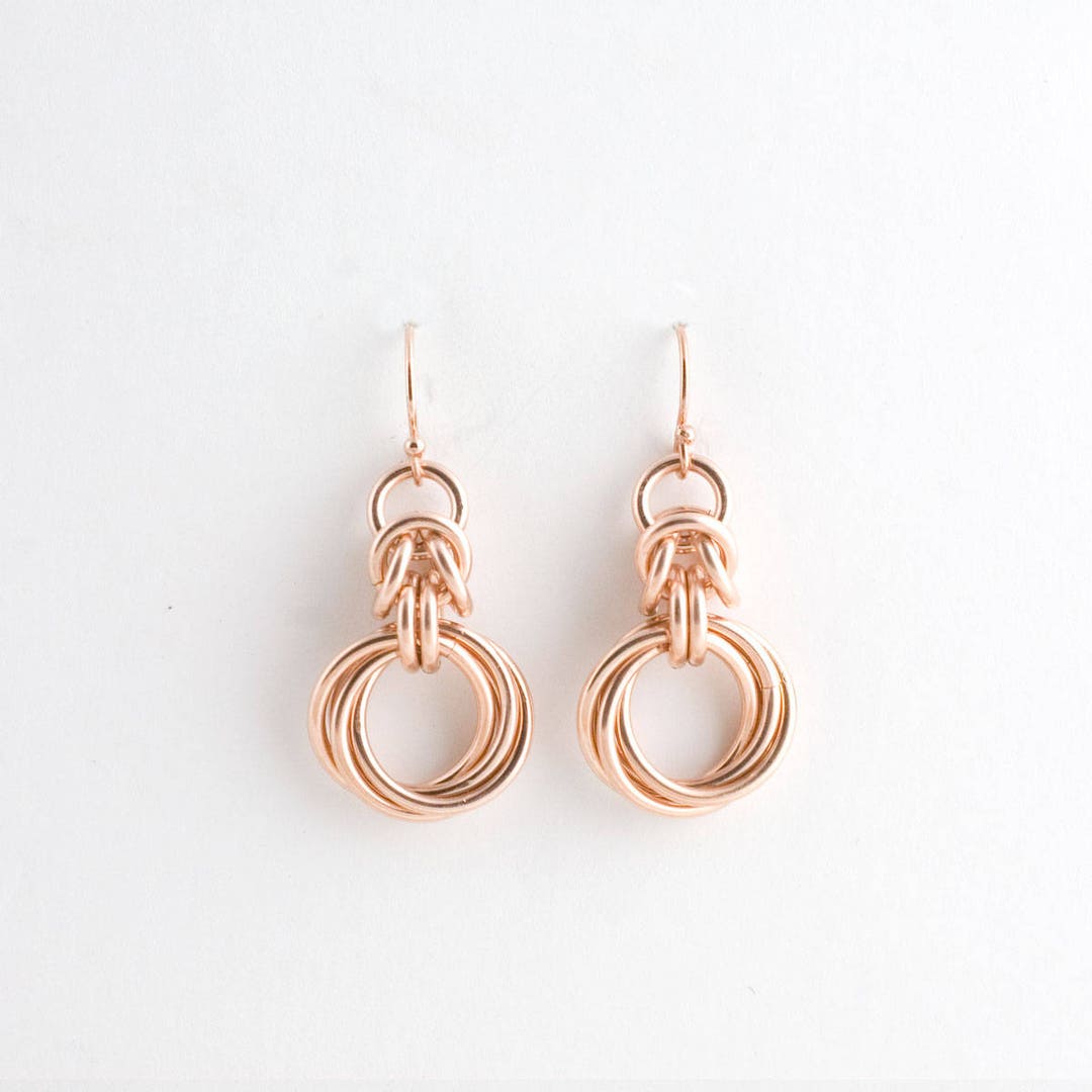 14K Rose Gold Fill Byzantine Love Knots Chainmaille Earrings - Etsy