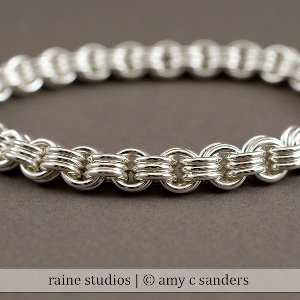 Thick Sterling Silver Chainmaille Bracelet - Handmade Men's Jewelry