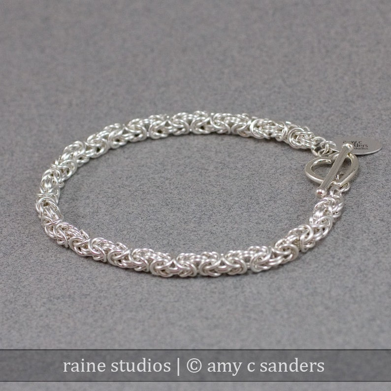 Petite Byzantine Chain Bracelet 18g Sterling Silver Handmade Chainmaille Out of Town 723-87 2019