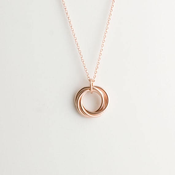 14k Rose Gold Fill Infinity Love Knot Necklace Etsy