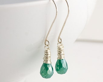 Green Onyx Sterling Silver Earrings