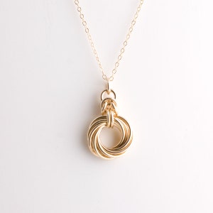 10 Ring Byzantine Love Knot Infinity Necklace 14k Gold Filled image 1