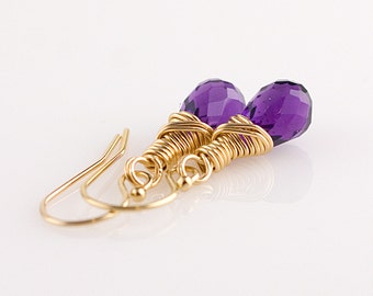 Purple Amethyst 14K Gold Filled Earrings