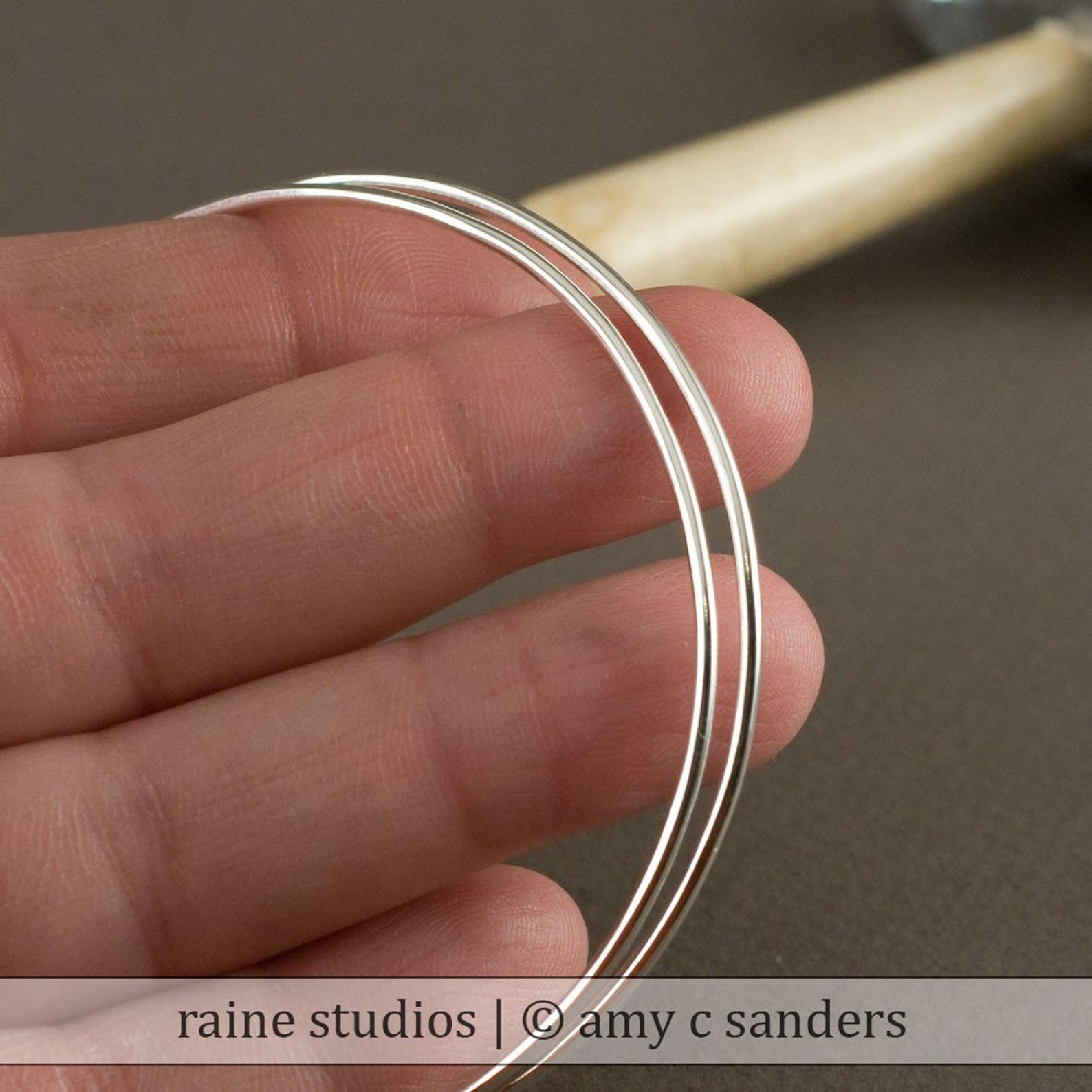 Sterling Stacking Bangle Sterling Silver 14g Hammered Smooth Modern - Etsy