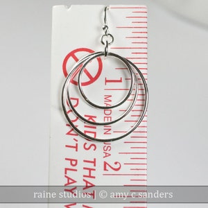 Concentric Circles Hoop Sterling Silver Earrings Forged image 5