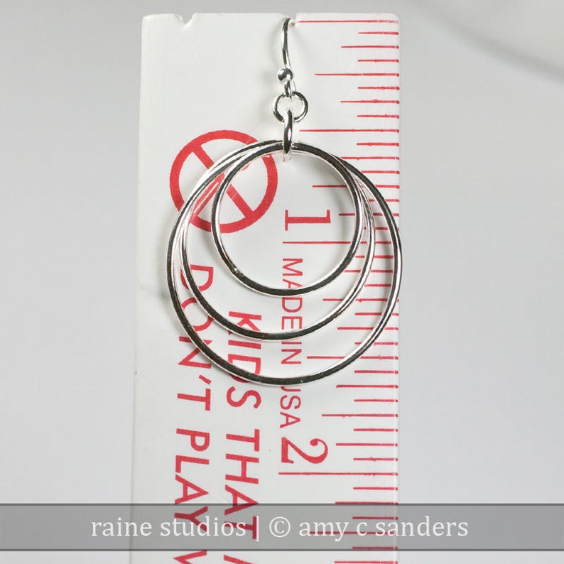 Concentric Circles Hoop Sterling Silver Earrings Forged image 5