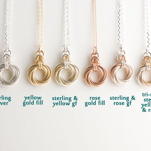 10 Ring Byzantine Love Knot Infinity Necklace Sterling Silver and 14k Rose Gold Fill image 4