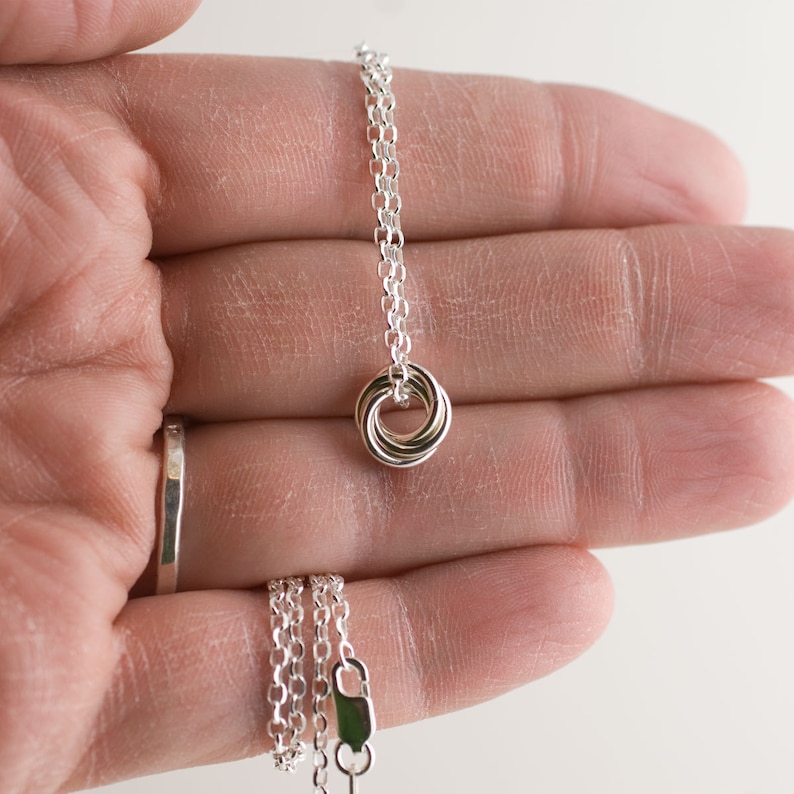 Mini Love Knot Pendant Necklace in Trimetal Chainmaille Etsy