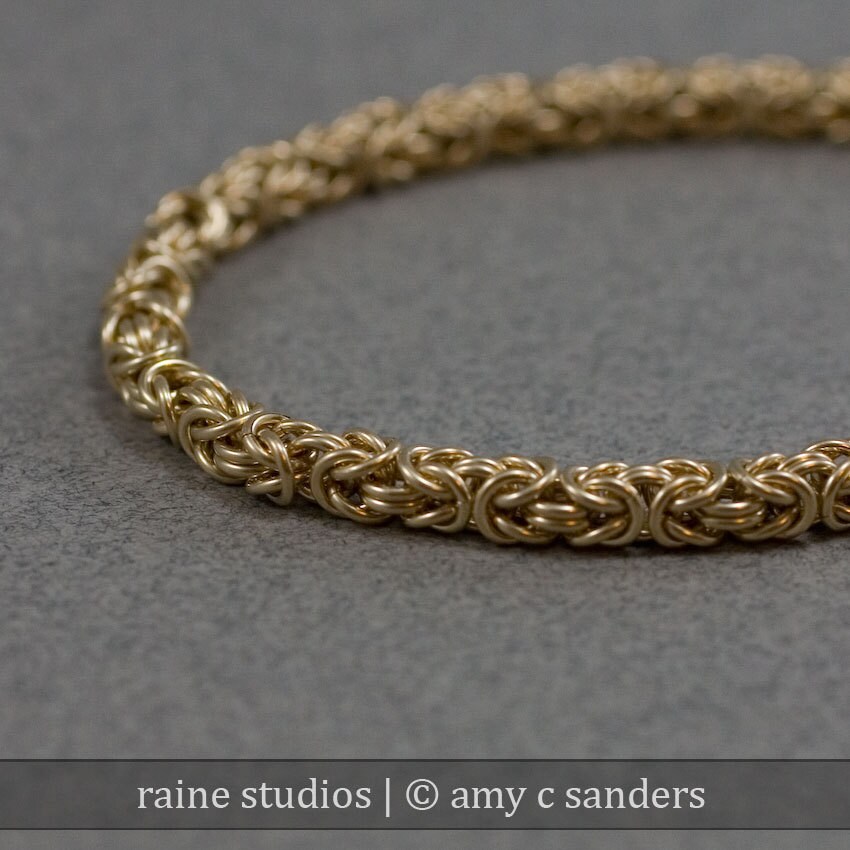 Delicate Golden Chain Bracelet Thin 14k Gold Filled 20g Byzantine ...