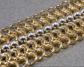 Red Carpet Chain Bracelet - 14k Gold Fill Fine Jewelry and Sterling Silver Mesh Bracelet with silver beads