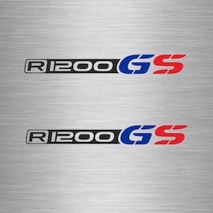 May include: Black and white graphic with the text "R 1200 GS" in black. The "G" is blue and the "S" is red.