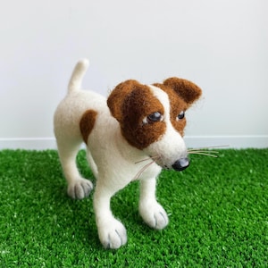 Handmade Felted Dog, Realistic Needle Felted Jack Russell Terrier, Wool Dog Sculpture, Pet Lover Gift, Miniature Felted Puppy