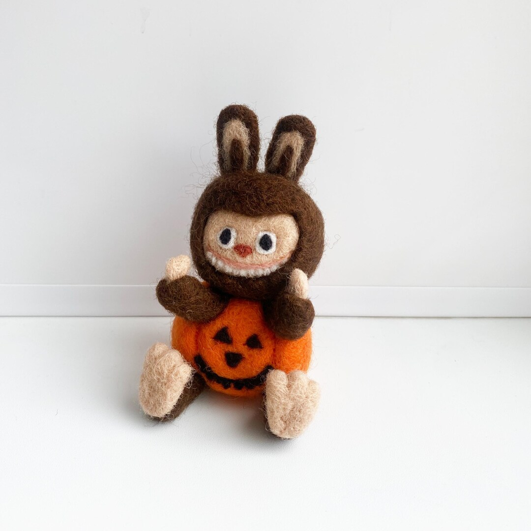 Needle Felted Wool Labubu Figurine: Halloween Pumpkin Monster - Etsy Canada
