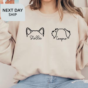 Custom Dog Sweatshirt, Personalized Dog Ears Sweatshirt with Name, Christmas Gift, Dog Dad Gift for Pet Gift for Him, Pet Lovers