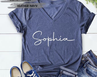 Custom V Neck Shirt, Personalized V-neck Shirts, Custom Shirt, Add Your Own Text, Customized Vneck Shirt, Add Your Own Text, Add Your Text