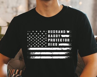 USA Flag Dad T-Shirt, Patriotic Fathers Day Gift