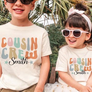 Personalized Groovy Cousin Crew Kids Shirt - Retro Custom Matching Cousins Shirts - Cousin Trip - Boho Natural Kids Youth & Adult Shirts