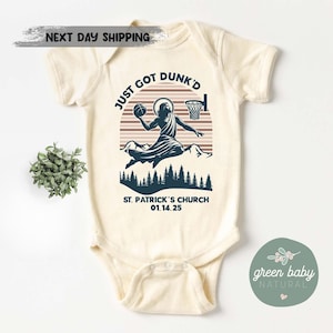 Just Got Dunked Funny Baptism Onesie®, Custom Baptism Baby Onesie®, Custom Just Got Dunk&#39;d Onesie®, Funny Baptism Gift, Christian Onesie®