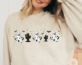 Ghost Cows Halloween Sweatshirt, Howdy Cowboy Hoodie
