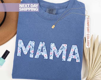 Comfort Colors Floral Mama T-Shirt, Vintage Graphic Tee, Mothers Day Gift