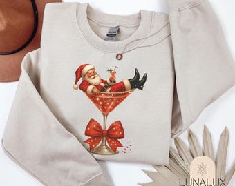 Santa's Hot Mess Sweatshirt, Christmas Martini Shirt, Christmas Martini Sweatshirt, Santa Christmas Sweatshirt, Christmas Drink Sweatshirt