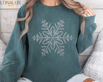 Comfort Colors®  Snowflake Sweatshirt, Cute Winter Hoodie for Women, Christmas Holiday Sweatshirt, Ski Snowboard Sweater, Let it Snow Gift