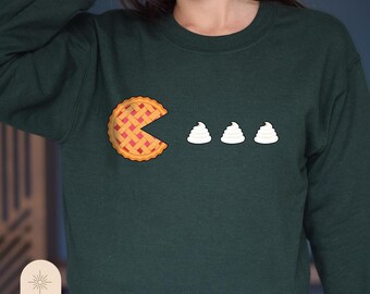 Pumpkin Pie Pacman Thanksgiving Sweatshirt, Fall Graphic Tee