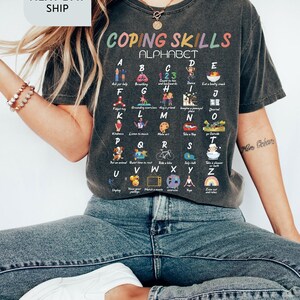 Comfort Colors® Shirt, Coping Skills Shirt, Alphabet Shirt, School Counselor Tee, Counselor Gift, Psychologist Shirt, Social Worker Shirt