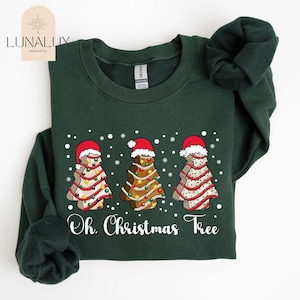 Oh Christmas Tree Sweatshirt, Christmas Cake Sweatshirt, Womens Merry Christmas Shirts, Xmas Tee, Merry And Bright Christmas Tree Sweatshirt