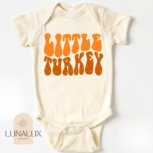 Little Turkey Baby Onesie®,  Thanksgiving Toddler Shirt, Natural Retro Kids Shirt, Thanksgiving Toddler Tee, Thanksgiving Kids Baby Bodysuit