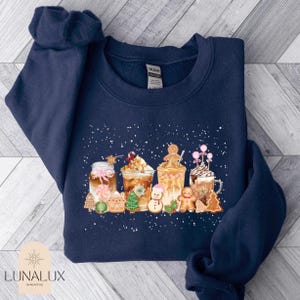Gingerbread Christmas Coffee Sweatshirt, Christmas Coffee Shirt, Women Holiday Sweater, Xmas Tee, Coffee Lover Gift, Latte Drink Crewneck