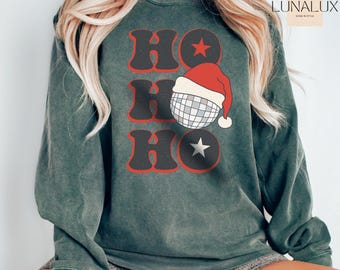 Retro Disco Santa Sweatshirt, Ho Ho Ho Holiday Sweater