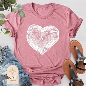 Tree Trunk Heart Shirt, Heart Wood Slice Shirt, Camping Shirt, Hiking Shirt, Nature Life Shirt, Gift For Mother, Campers Gift, Forest Shirt