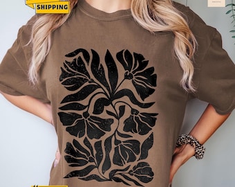 Boho Wildflower Comfort Colors Shirt, Distressed Floral Tee