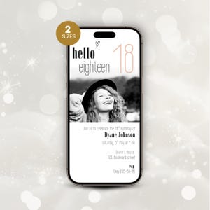 18th Birthday Photo Invitation Template, Digital Eighteen Birthday Party Invite, 18th Birthday Evite, Electronic 18th Bday Evite Man Woman