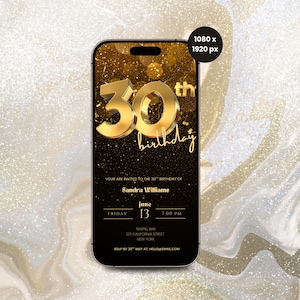 Digital 30th Birthday Invitation, 30th Birthday Evite, 30th Party Invitation, 30th E-Invite, Digital 30th Invitation Template, 30 Invitation