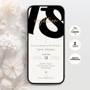 18th Birthday Invitation Template, Digital Eighteen Birthday Party Invite, 18th Birthday Invite, Electronic 18th Bday Evite Man and Woman