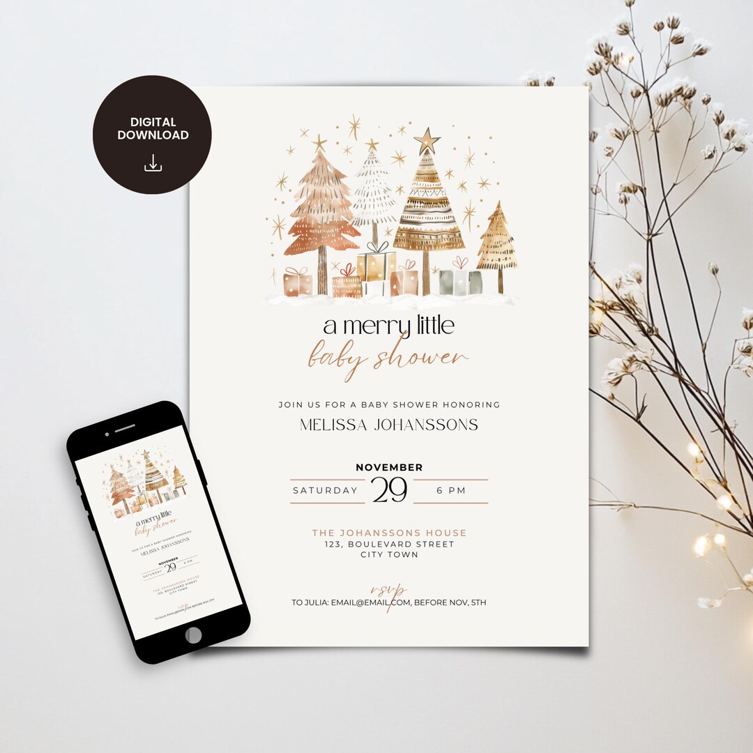 Plantilla de invitación para baby shower navideño: Una invitación ...