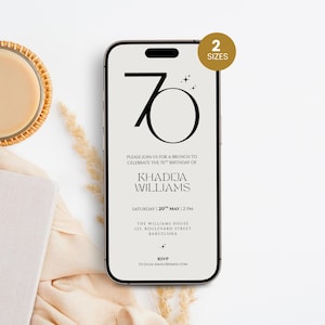 70th Birthday Invite Template, Digital Seventy Birthday Invitation, 70th Anniversary Invite, 70th Birthday Evite, 70th Bday Party Invitation