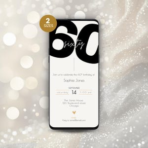 Digital 60th Birthday Invitation Template, Sixty Party Invitation, 60th Birthday Invite, 60th Birthday Evite, 60th Anniversary Woman and Man