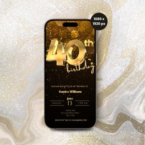 40th Birthday Invitation, Forty Party Invite For Her, Digital 40th Party Evite, Minimal Bday Invite Template, Editable Mobile Birthday Evite