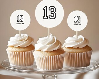 Plantilla editable para adornos de cupcakes de cumpleaños para la decoración de fiestas de adolescentes (descarga digital) LF11