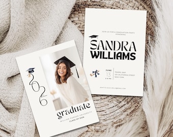 Editable Graduation Invitation Template, Photo Grad Party Invite (Digital Download)