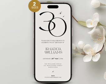 Elegant 30th Birthday Invitation Template: Minimalist Milestone Evite Man Woman (Digital Download)
