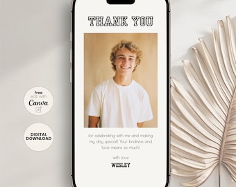 Editable Birthday Thank You eCard with Photo - Party Template (Digital Download) LF11