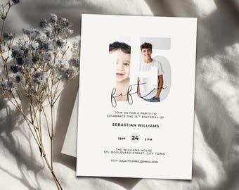 Invitación de cumpleaños número 15 para chicos - Invitación editable para adolescentes (Descarga digital)