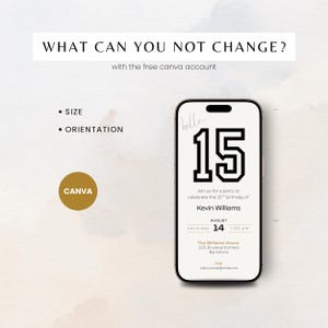 Elegant 15th birthday invitation template for boys with a clean, modern layout. Perfect for a digital birthday invite, party invitation, or birthday announcement. Ideal for anyone turning fifteen and planning a stylish celebration.