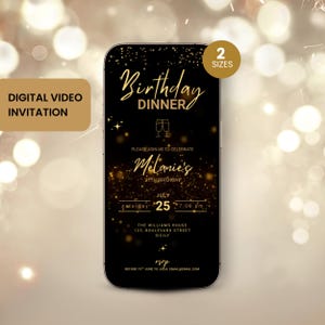 Digital Birthday Dinner Invitation Template, Video Birthday Dinner Evite, Electronic Text Invite, Adult Bday Dinner Invitation, Phone Invite